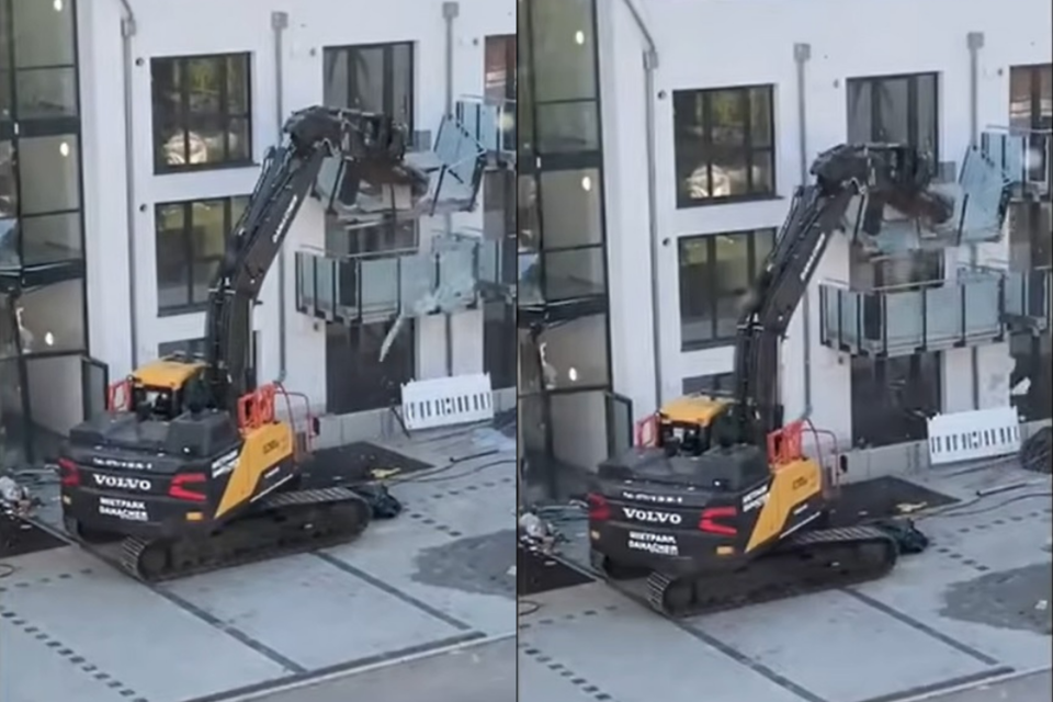 No momento, você está visualizando Na Alemanha, vingança faz empresário destruir a fachada de um prédio com escavadeira